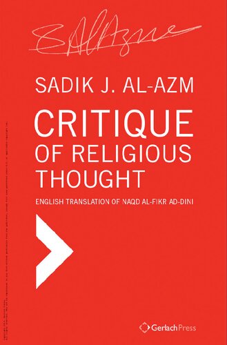Critique Of Religious Thought Sadiq J Alazm