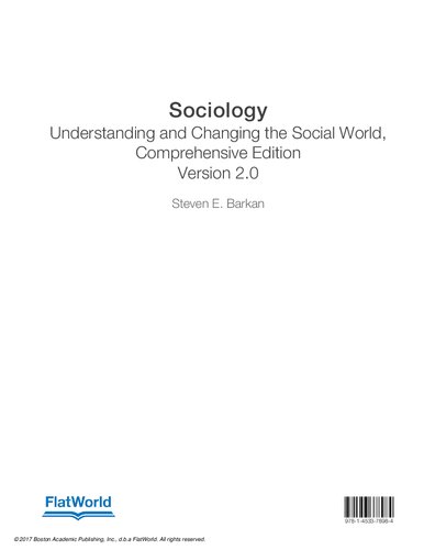 Sociology Understanding And Changing The Social World Comprehensive Edition Version 20 Steven E Barkan