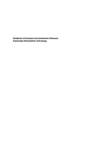 Handbook Of Assisted And Amendmentenhanced Sustainable Remediation Technology 1st Edition Majeti Narasimha Vara Prasad