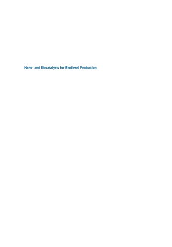 Nano And Biocatalysts For Biodiesel Production 1st Avinash P Ingle