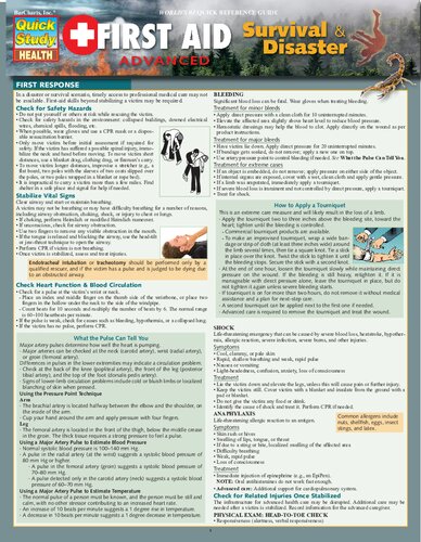 First Aid Advanced Survival Disasters Quick Study Health Lam Crds Distelhorst