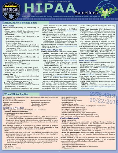 Hipaa Guidelines A Quickstudy Laminated Reference Guide First Edition New Brzezinski Chps Cisa Cism