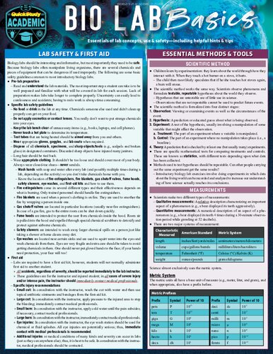 Bio Lab Basics A Quickstudy Laminated Reference Guide Second Edition New Edition Updated Revised Frank D Miskevich
