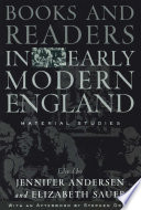 Books And Readers In Early Modern England Material Studies Material Texts