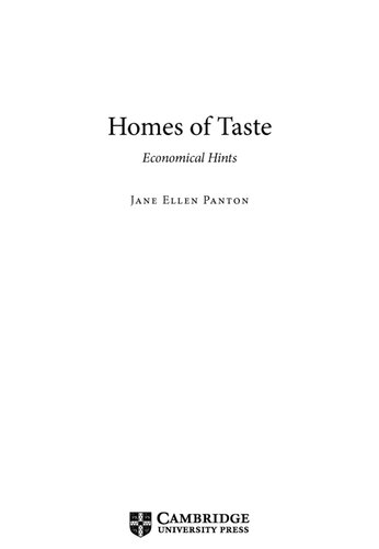 Homes Of Taste Economical Hints Jane Ellen Panton
