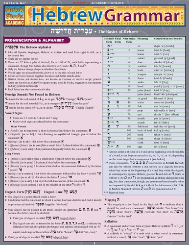 Hebrew Grammar Bilingual Barcharts Inc