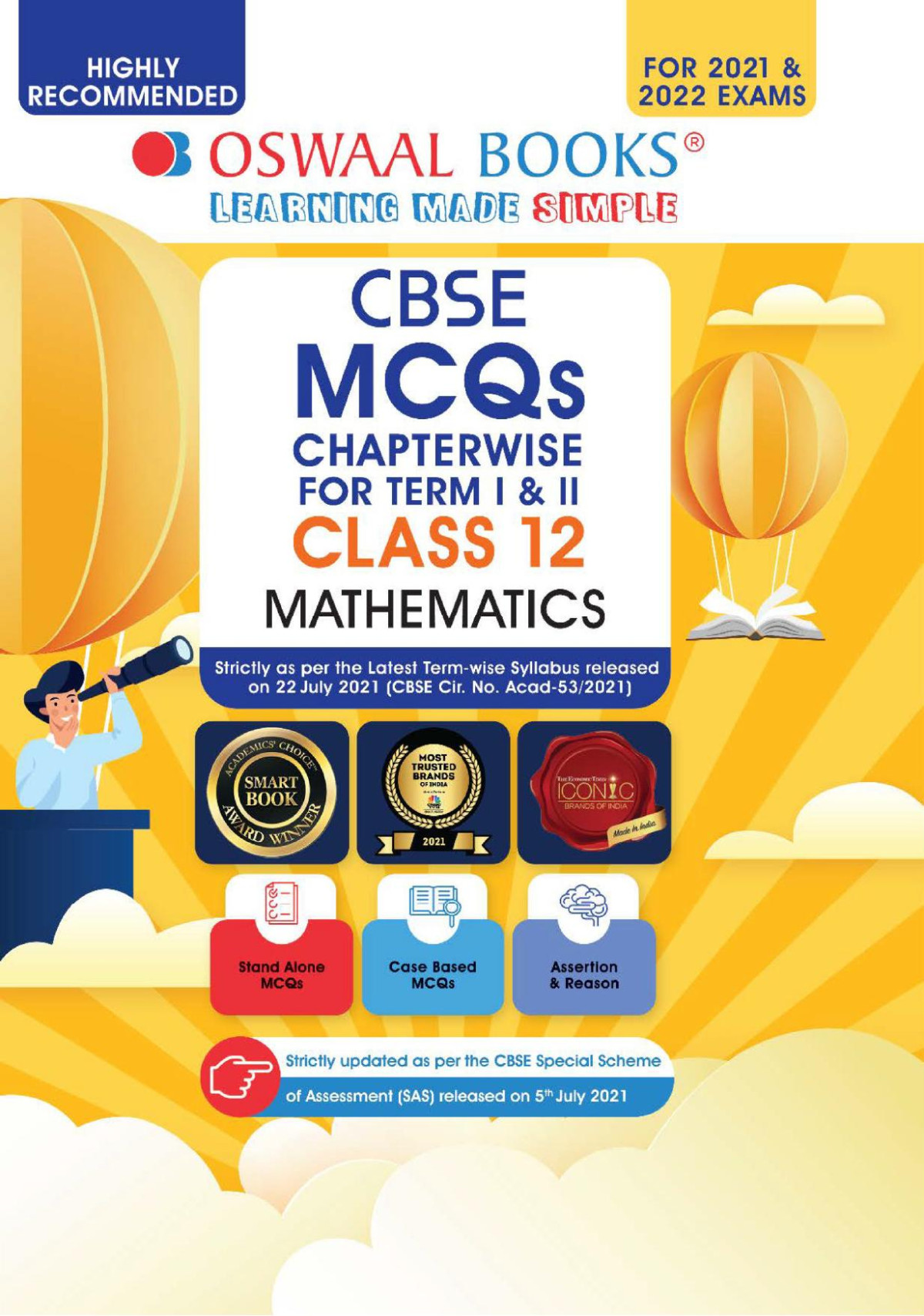 Oswaal Cbse Mcqs Chapterwise For Term I Ii Class 12 Mathematics With The Largest Mcq Question Pool For 202122 Exam Oswaal Editorial Board