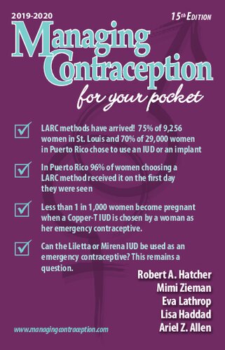 Managing Contraception 20192020 For Your Pocket 15th Edition Robert A Hatcher