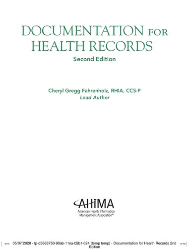 Documentation For Health Records 2nd Edition Cheryl Gregg Fahrenholz