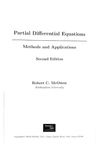 Partial Differential Equations Methods And Applications 2nd Edition By Robert C Mcowen 2003 Edition 2nd Edition Robert C Mcowen