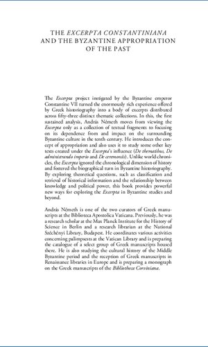 The Excerpta Constantiniana And The Byzantine Appropriation Of The Past Andrs Nmeth