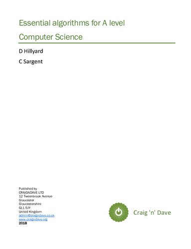 Essential Algorithms For A Level Computer Science Mr David Hillyard