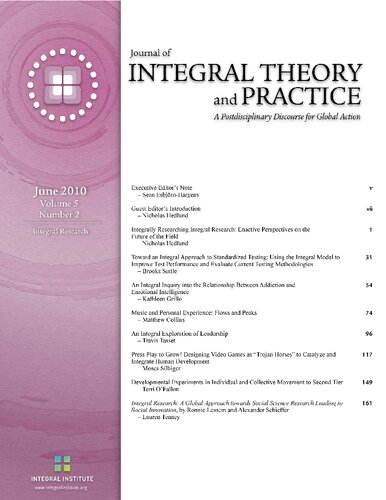 Journal Of Integral Theory And Practice 2010vol 5 No 2 Sean Esbjrnhargens