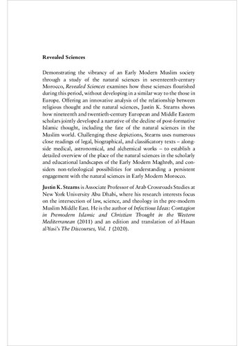 Revealed Sciences The Natural Sciences In Islam In Seventeenth Century Morocco Justin K Stearns