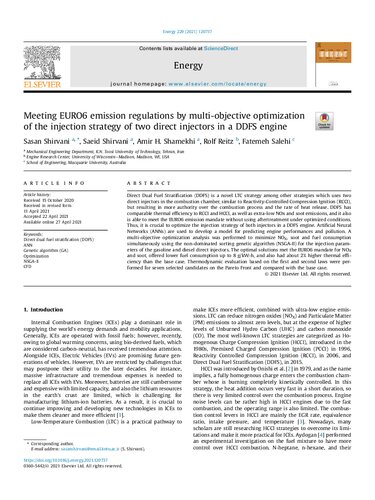 Meeting Euro6 Emission Regulations By Multiobjective Optimization Of The Injection Strategy Of Two Direct Injectors In A Ddfs Engine Sasan Shirvani
