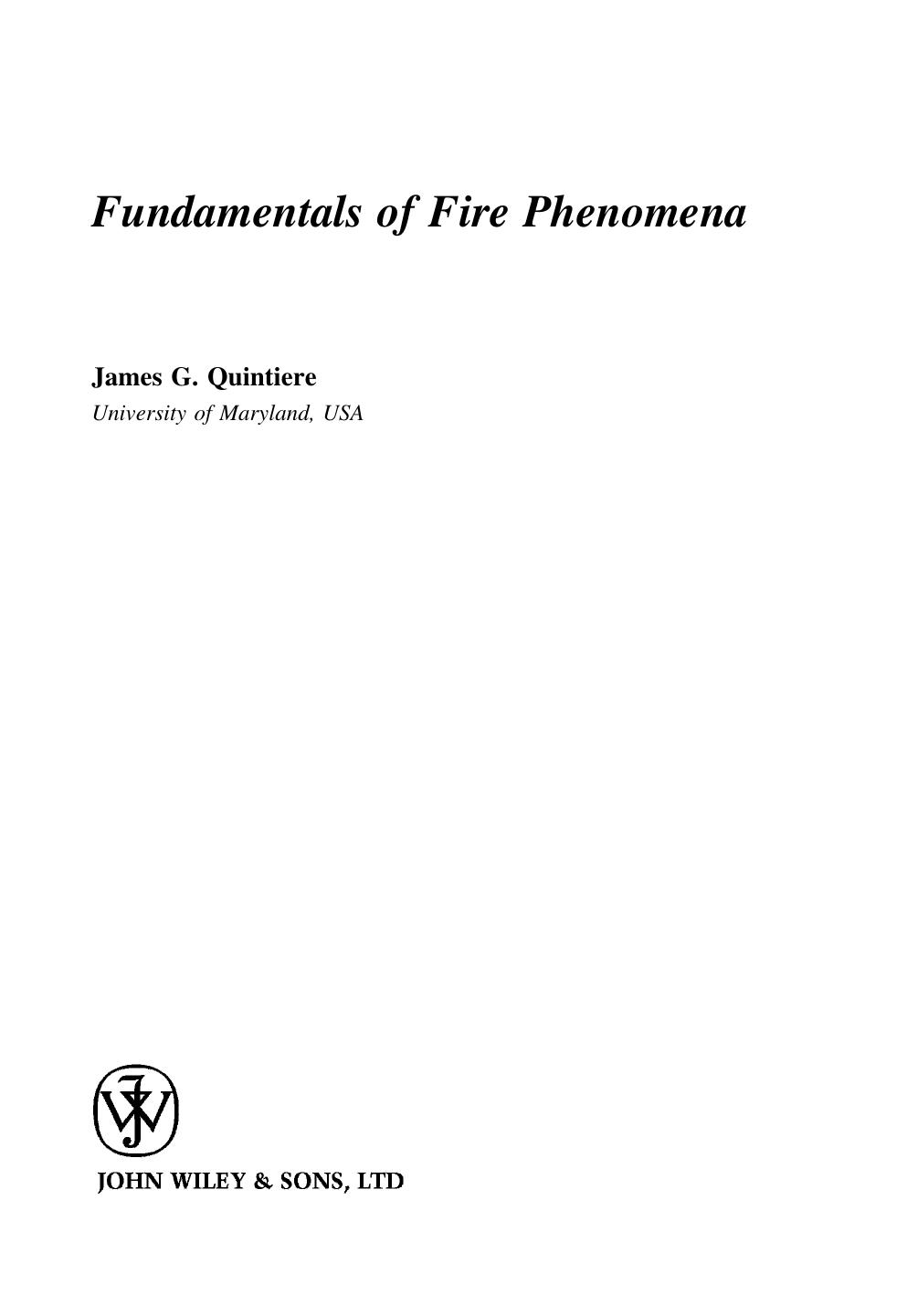 Fundamentals Of Fire Phenomena 1st Edition James G Quintiere