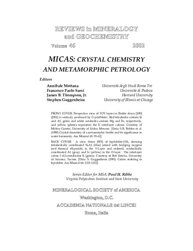 Micas Crystal Chemistry And Metamorphic Petrology Annibale Mottana