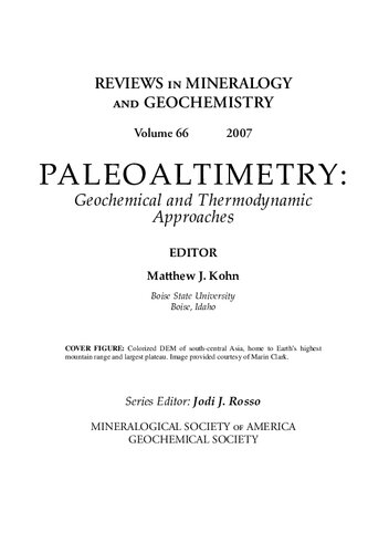 Paleoaltimetry Matthew J Kohn