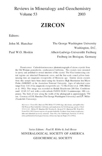Zircons John M Hanchar Paul Wo Hoskin Eds
