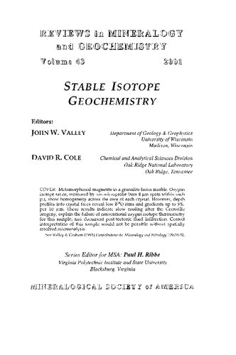 Stable Isotope Geochemistry John W Valley David R Cole David Robert Cole