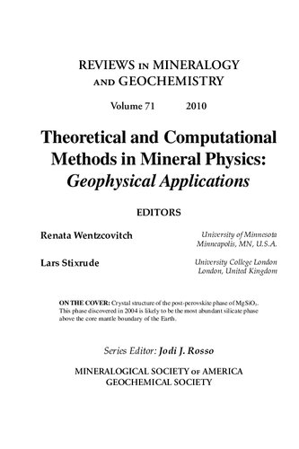 Theoretical And Computational Methods In Mineral Physics Geophysical Applications Renata Wentzcovitch