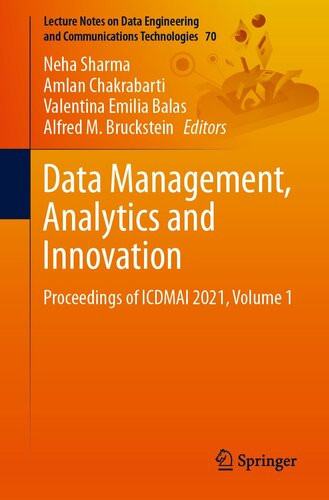 Data Management Analytics And Innovation Proceedings Of Icdmai 2021 Volume 1 1st Edition Neha Sharma