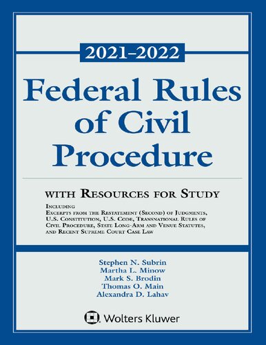 Federal Rules Of Civil Procedure With Resources For Study 20212022 Stephen N Subrin
