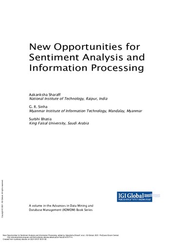 New Opportunities For Sentiment Analysis And Information Processing Aakanksha Sharaff