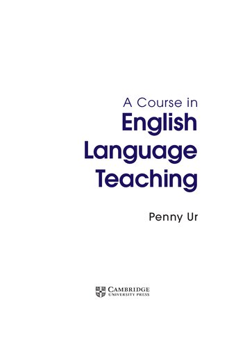 A Course In English Language Teaching Penny Ur