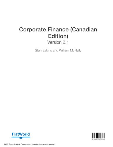 Corporate Finance Canadian Edition 21 Stan Eakins William Mcnally
