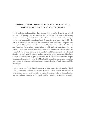 Existing Legal Limits To Security Council Veto Power In The Face Of Atrocity Crimes Jennifer Trahan