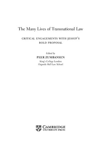 The Many Lives Of Transnational Law Critical Engagements With Jessups Bold Proposal Peer Zumbansen Editor