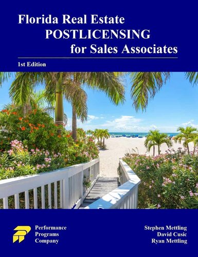 Florida Real Estate Postlicensing For Sales Associates 1st Edition Mettling