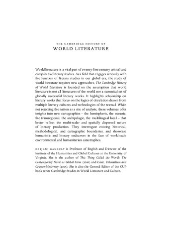 The Cambridge History Of World Literature Debjani Ganguly Editor