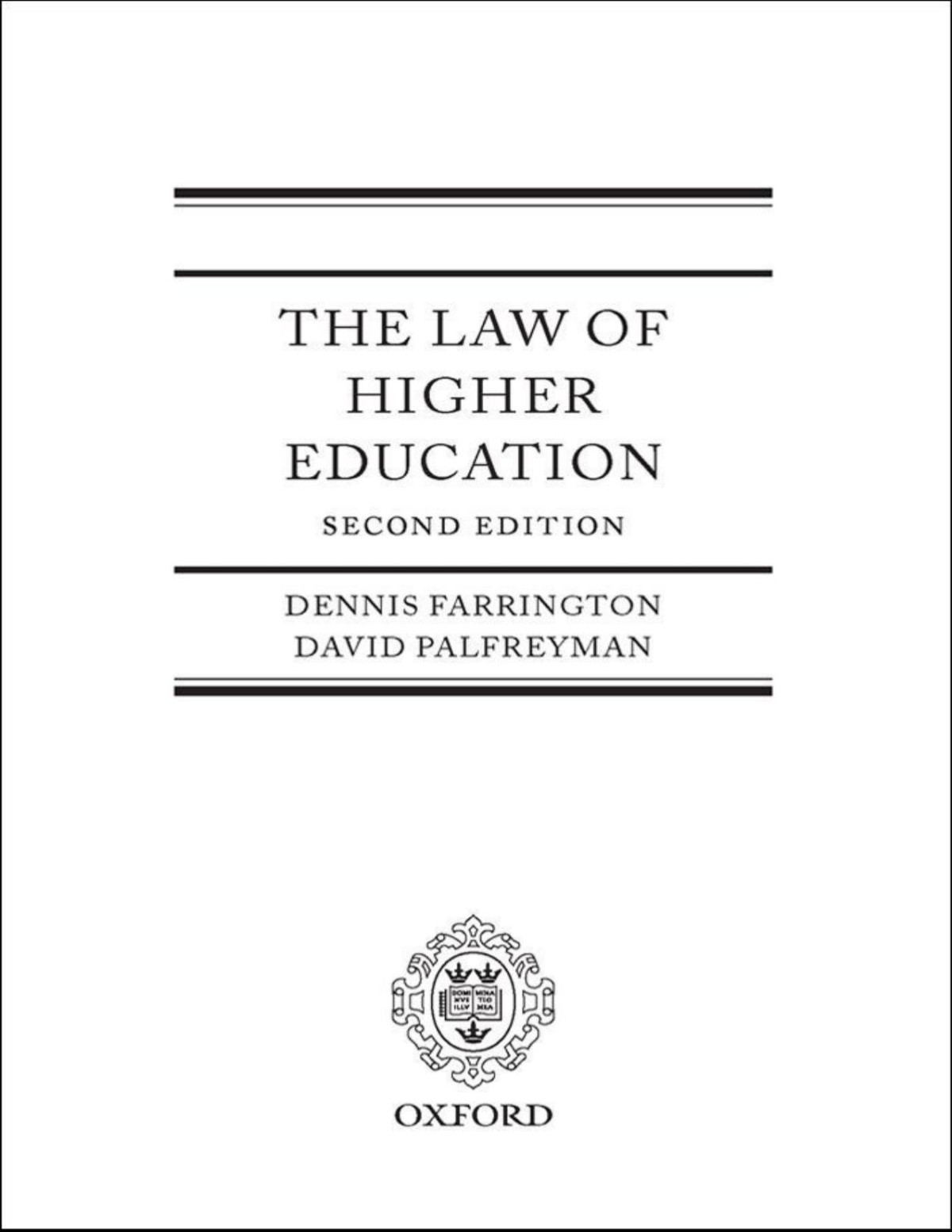The Law Of Higher Education 2nd Edition Palfreyman David Farrington