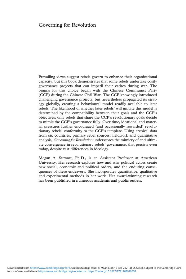 Governing For Revolution Social Transformation In Civil War Megan A Stewart