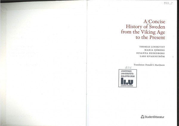A Concise History Of Sweden From The Viking Age To The Present Lindkvist