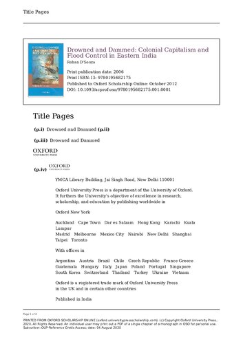 Drowned And Dammed Colonial Capitalism And Flood Control In Eastern India Rohan Dsouza