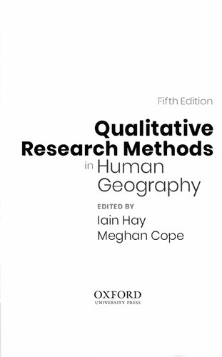 Qualitative Research Methods In Human Geography 5th Edition Iain Hay Editor
