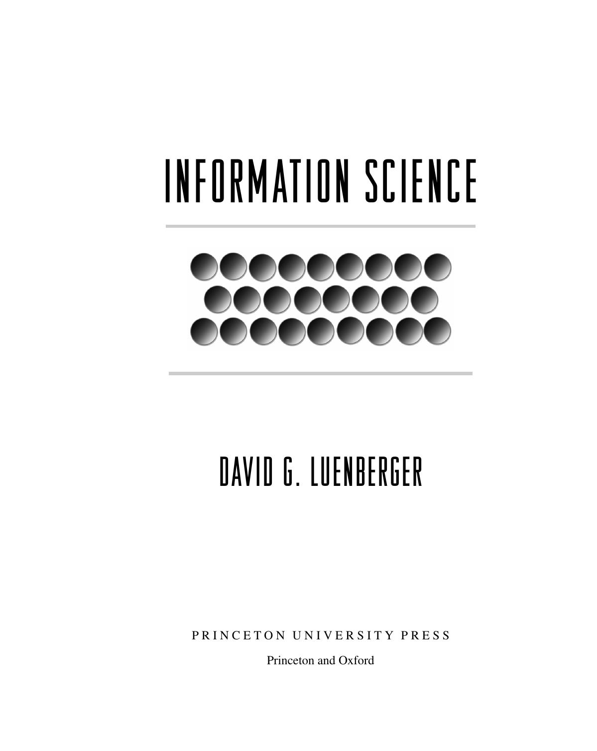 Information Science David G Luenberger