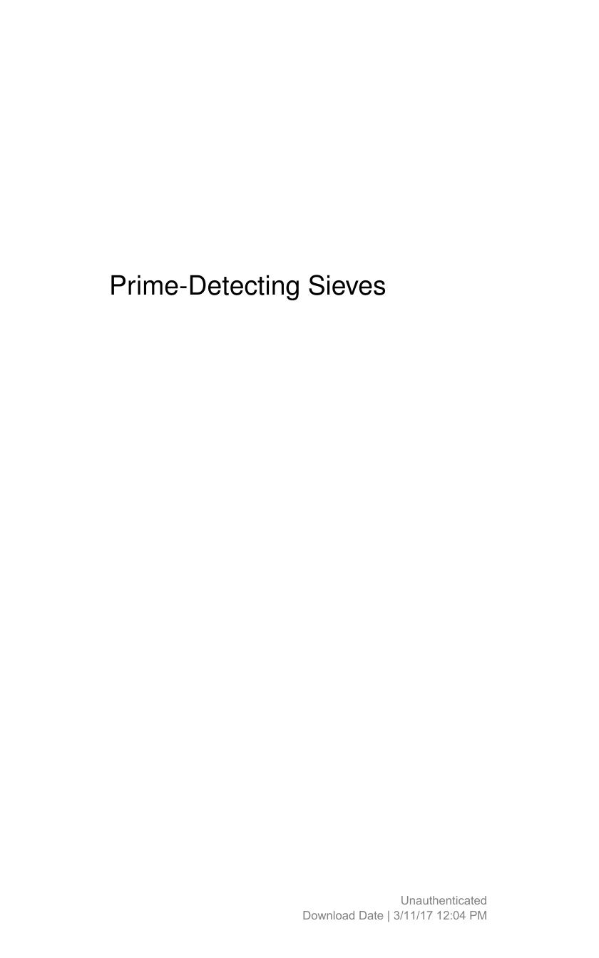 Primedetecting Sieves Glyn Harman