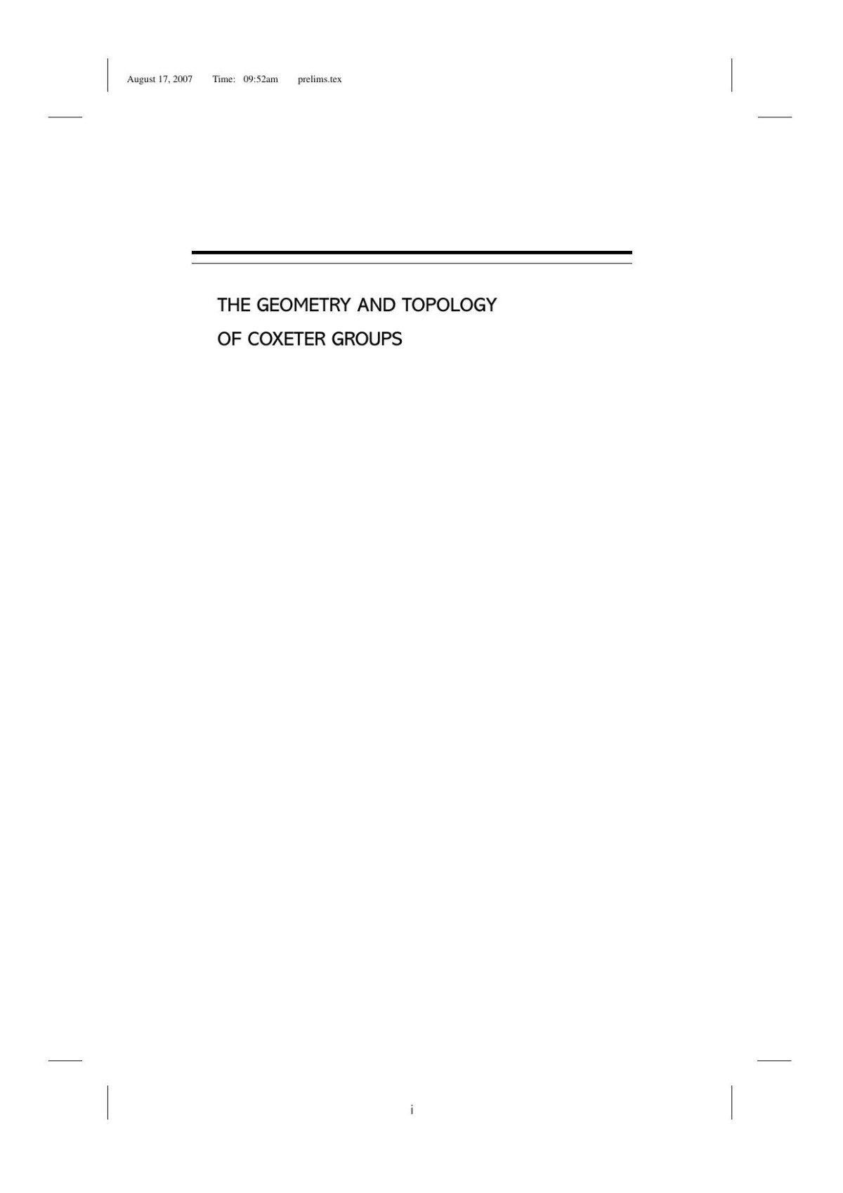 The Geometry And Topology Of Coxeter Groups Michael Davis J H Coates