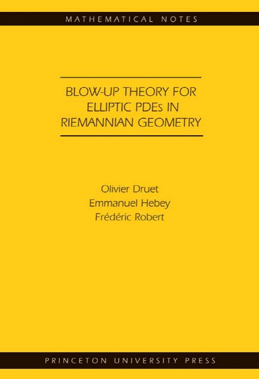 Blowup Theory For Elliptic Pdes In Riemannian Geometry Mn45 Olivier Druet Emmanuel Hebey Frdric Robert