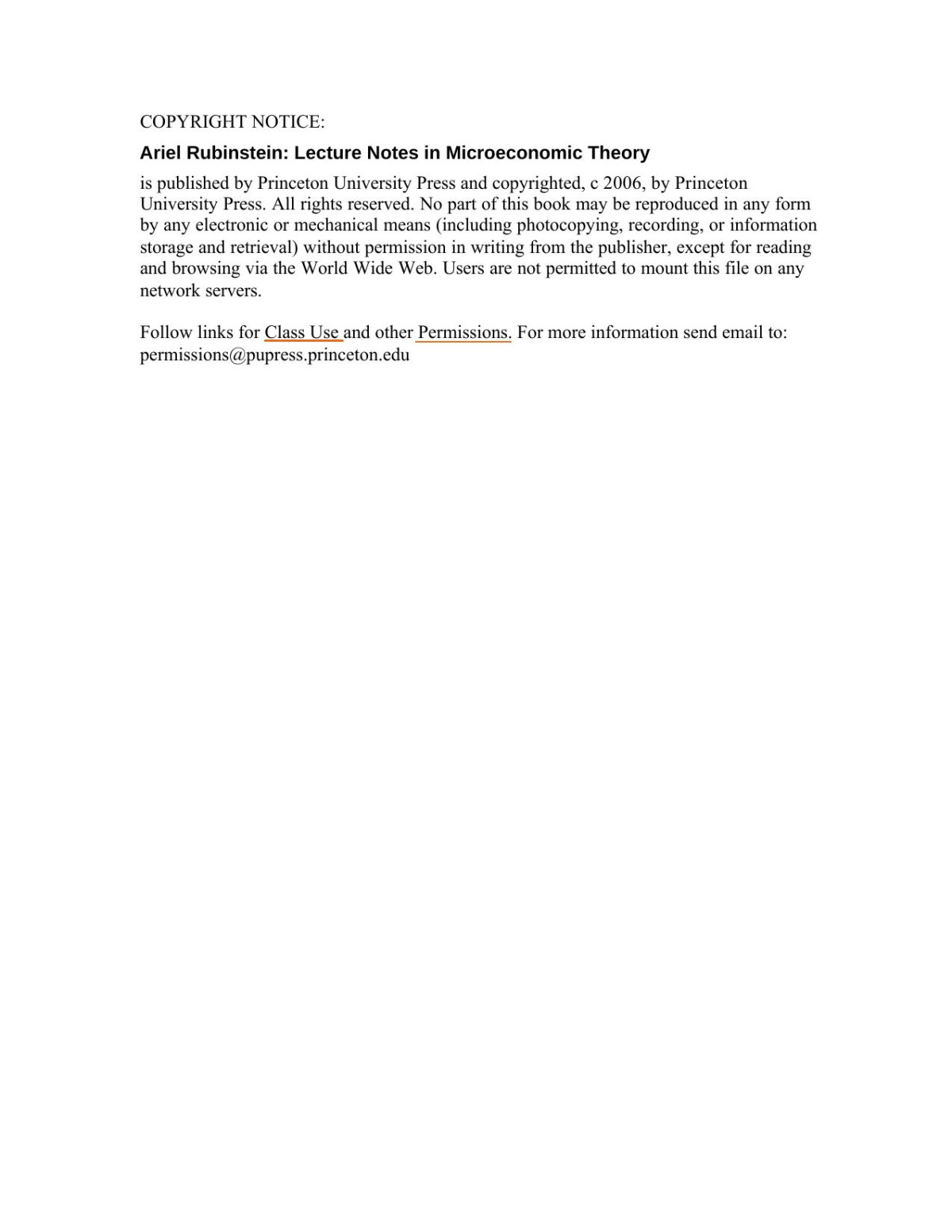 Lecture Notes In Microeconomic Theory The Economic Agent Ariel Rubinstein