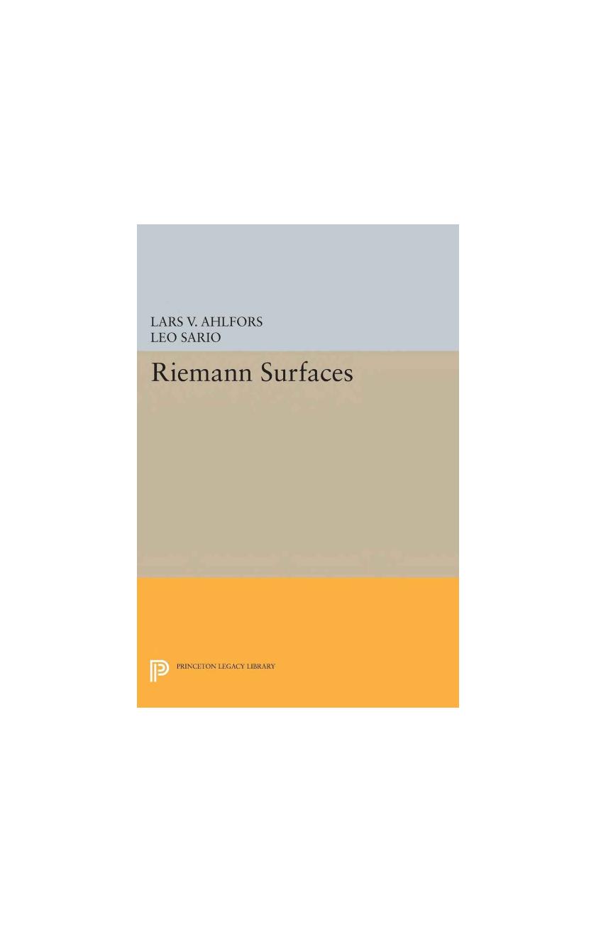Riemann Surfaces Pms26 Lars Valerian Ahlfors Leo Sario