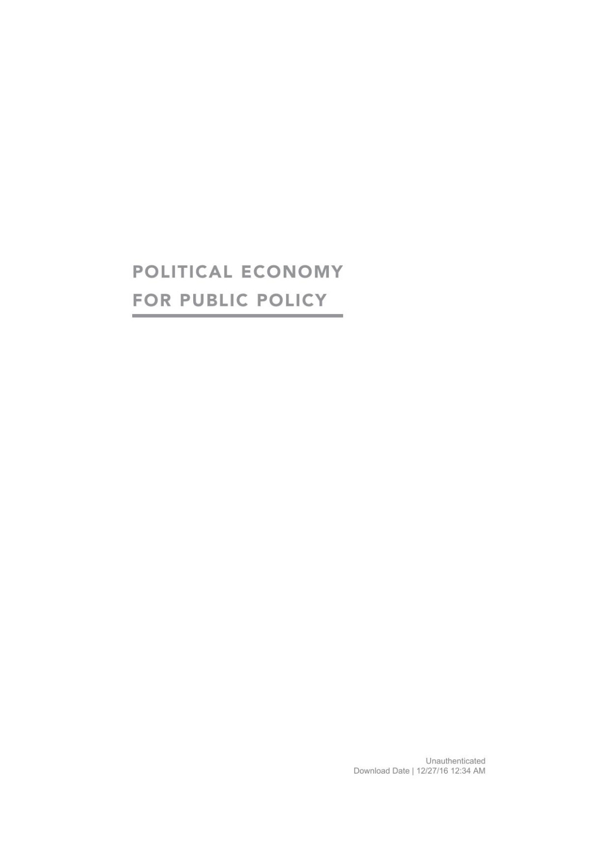 Political Economy For Public Policy Ethan Bueno De Mesquita