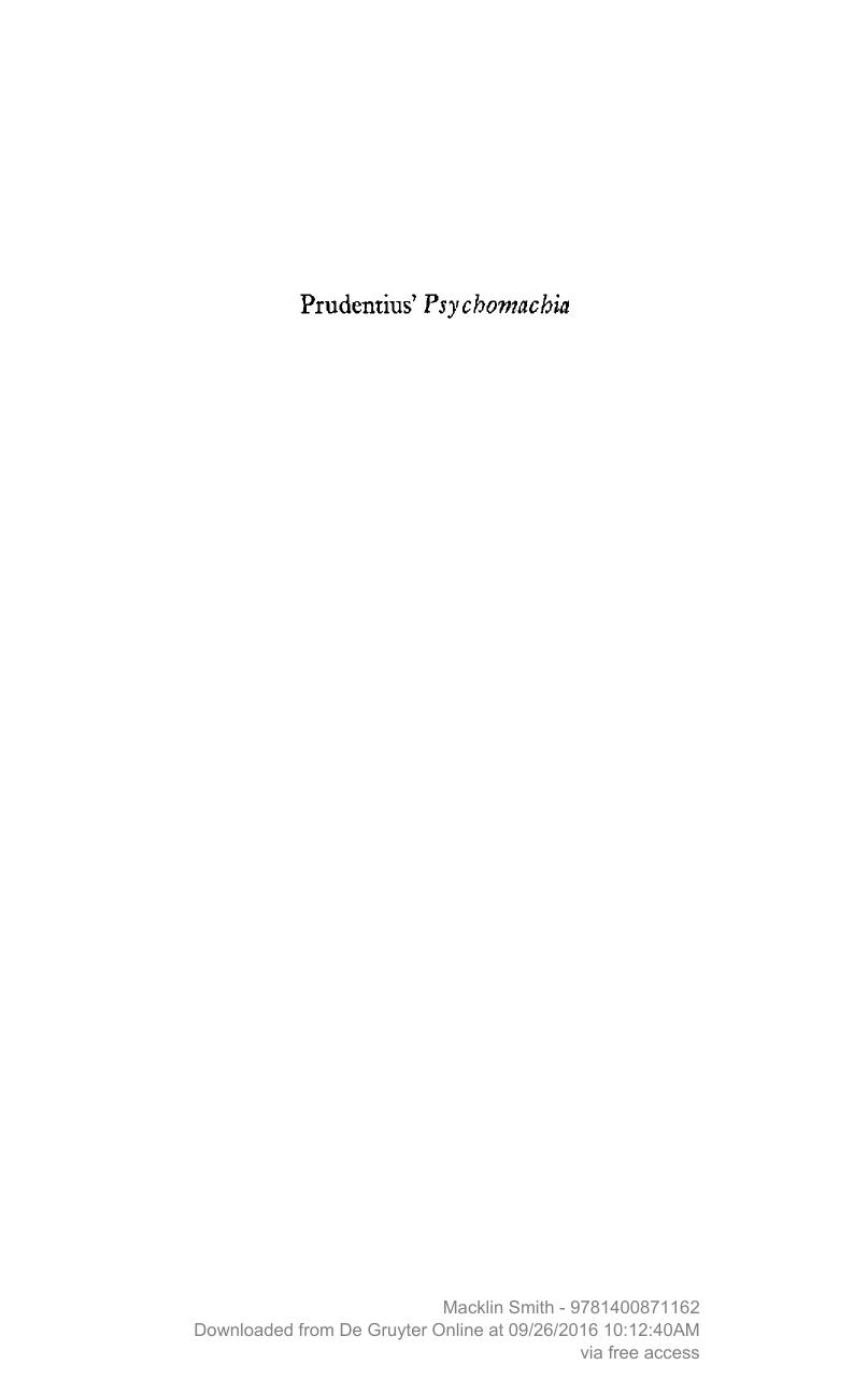 Prudentius Psychomachia A Reexamination Macklin Smith
