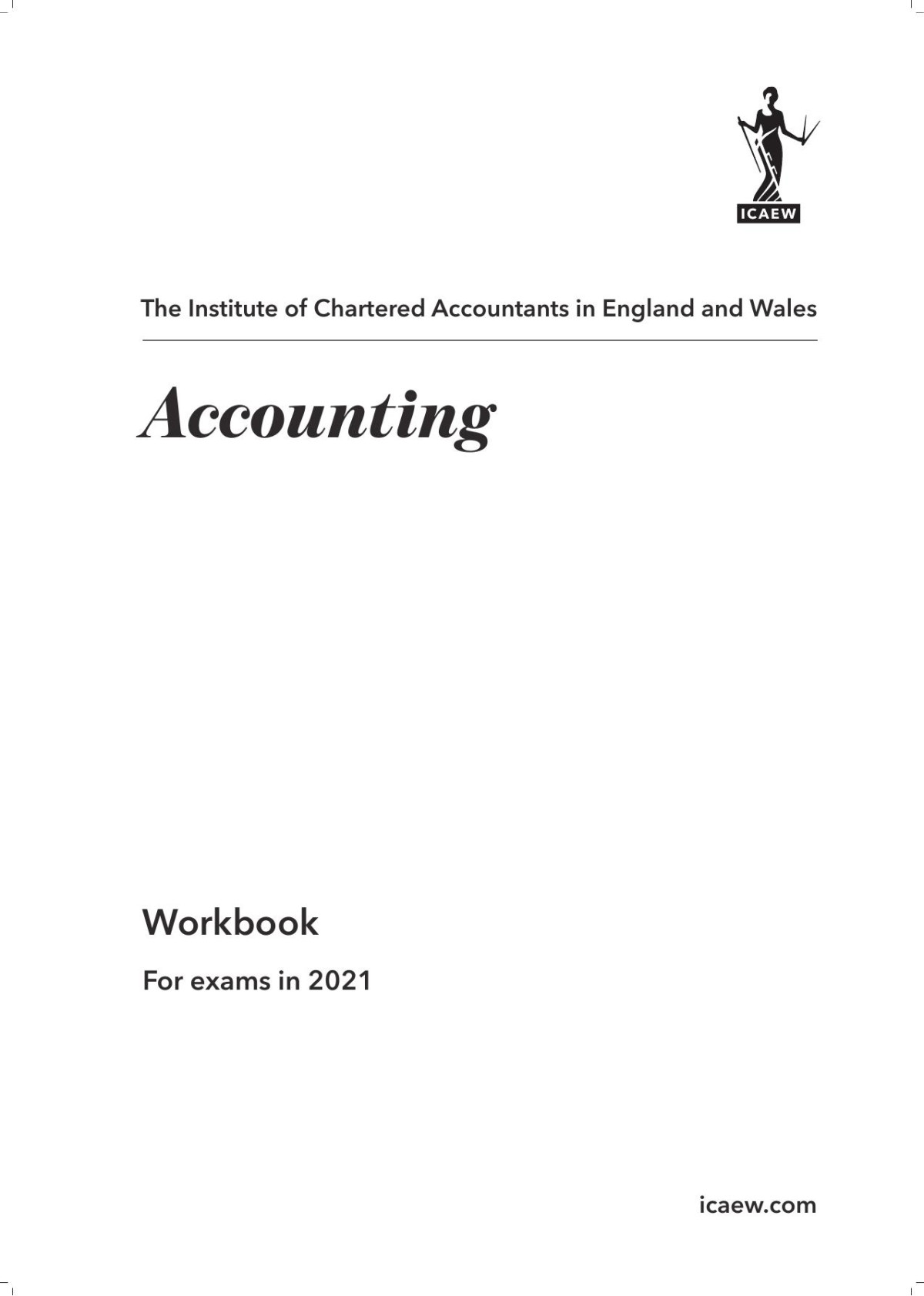 Icaew Accounting Workbook 2021 2021th Edition Icaew