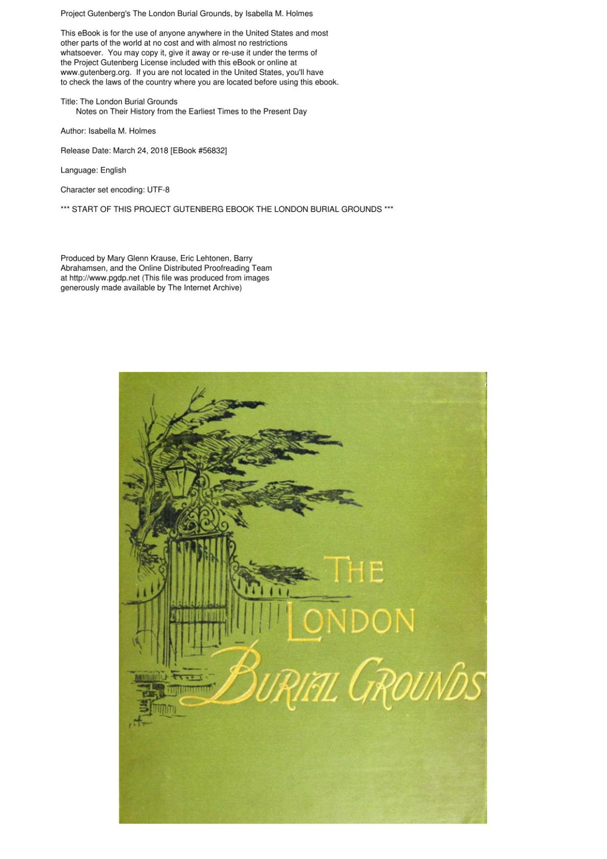 The London Burial Grounds Isabella M Holmes