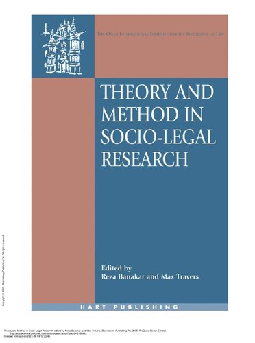 Theory And Method In Sociolegal Research Edited By Reza Banakar And Max Travers